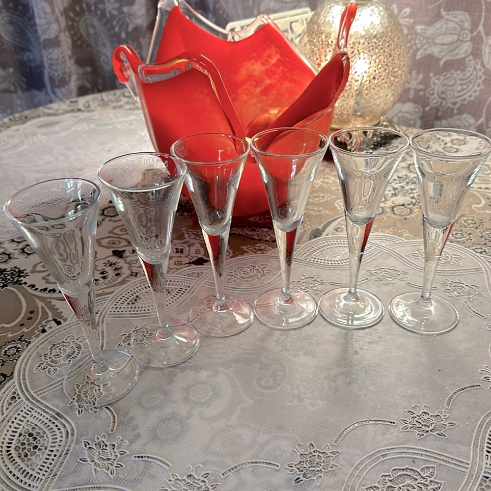six liqueur glasses